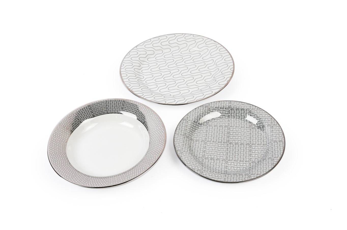 18Pcs Plate Set (Silver Chevron) - Image 2