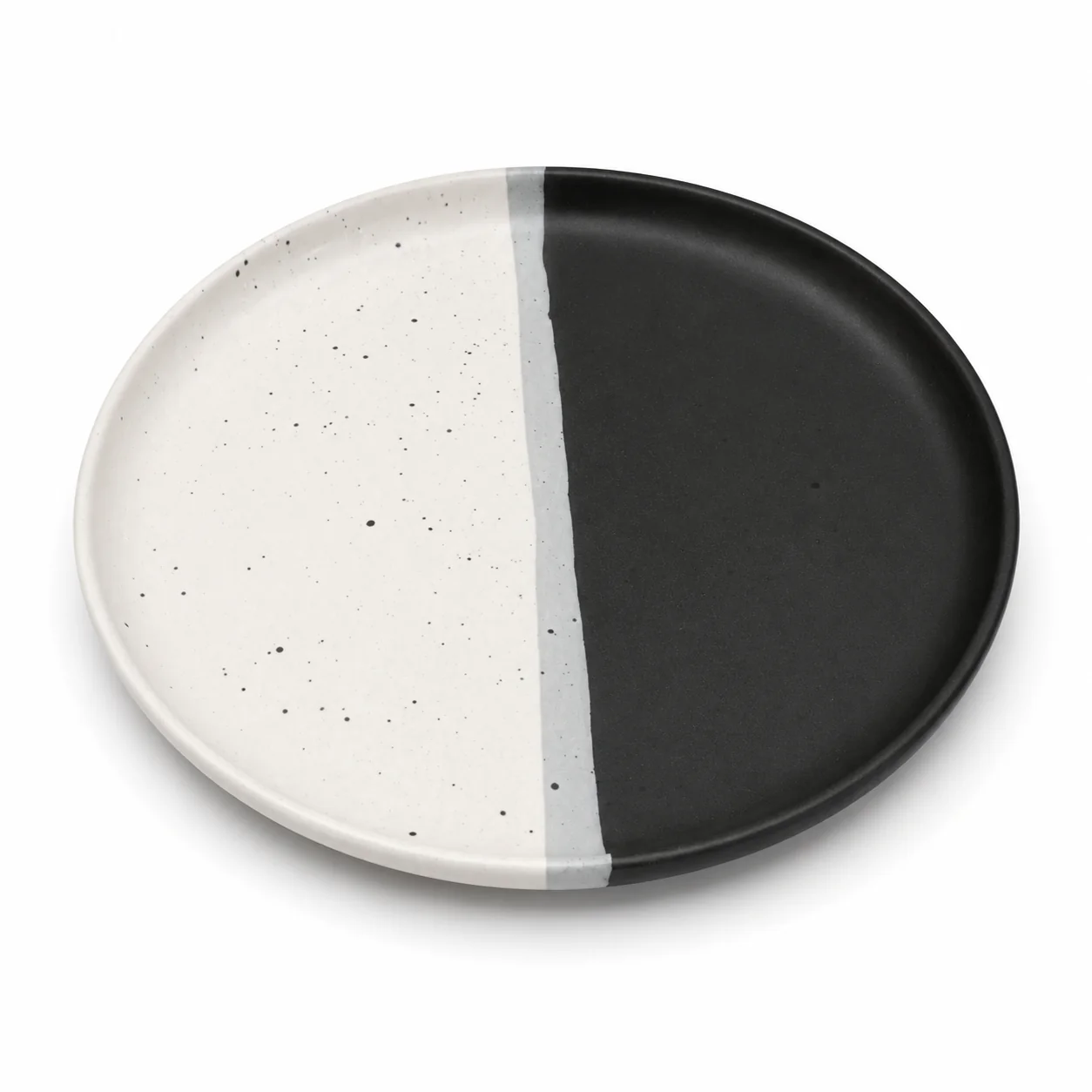 Collar Plate – 8.5 Inches Matte Half Black & White with Sprinkle