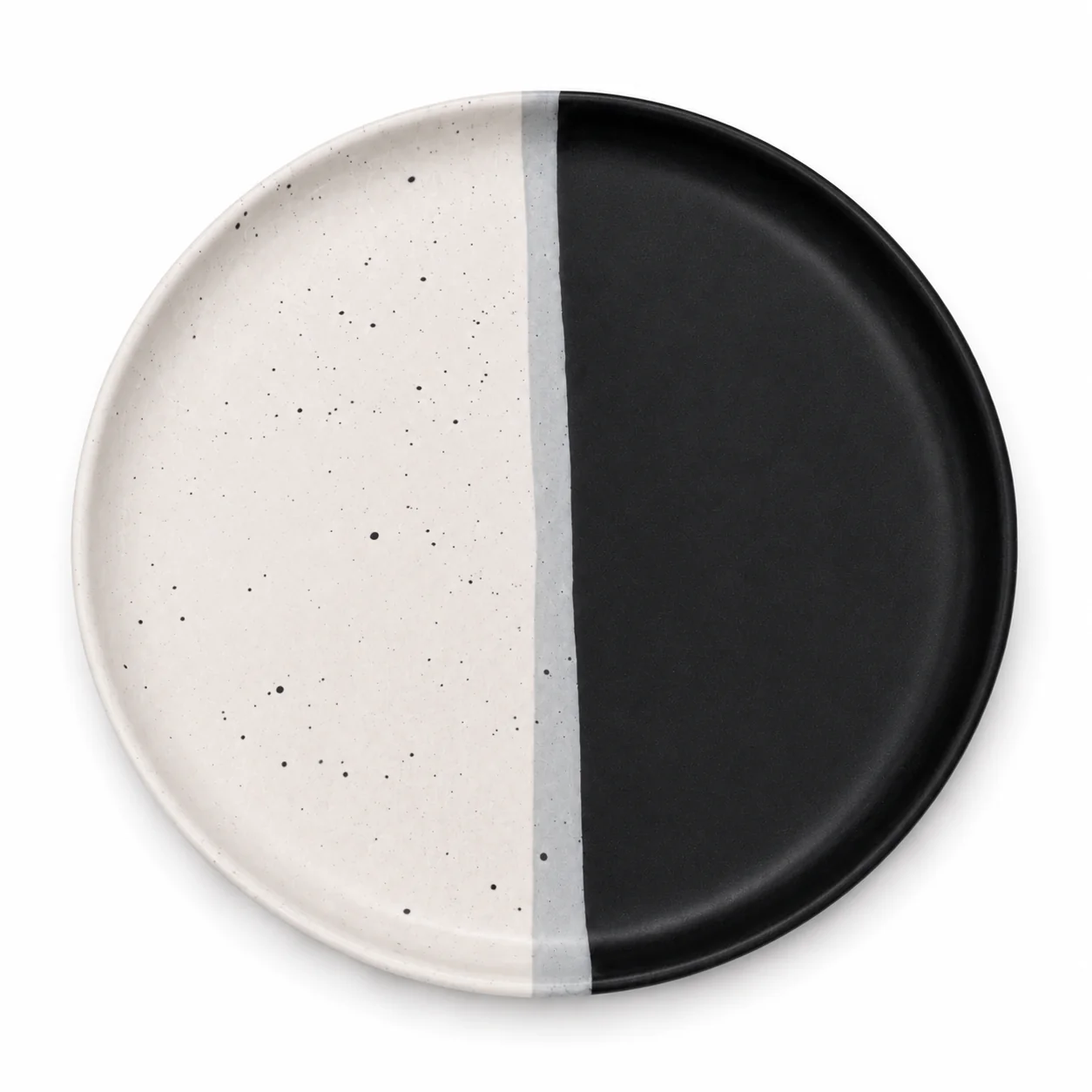 Collar Plate – 8.5 Inches Matte Half Black & White with Sprinkle - Image 2