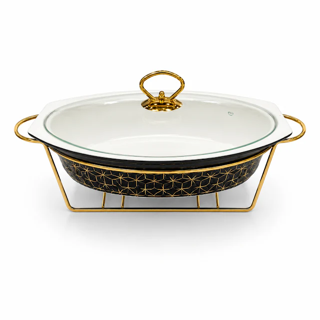 Premium 12.5 Inch Oval Burner Dish Black for Stylish Food Presentation