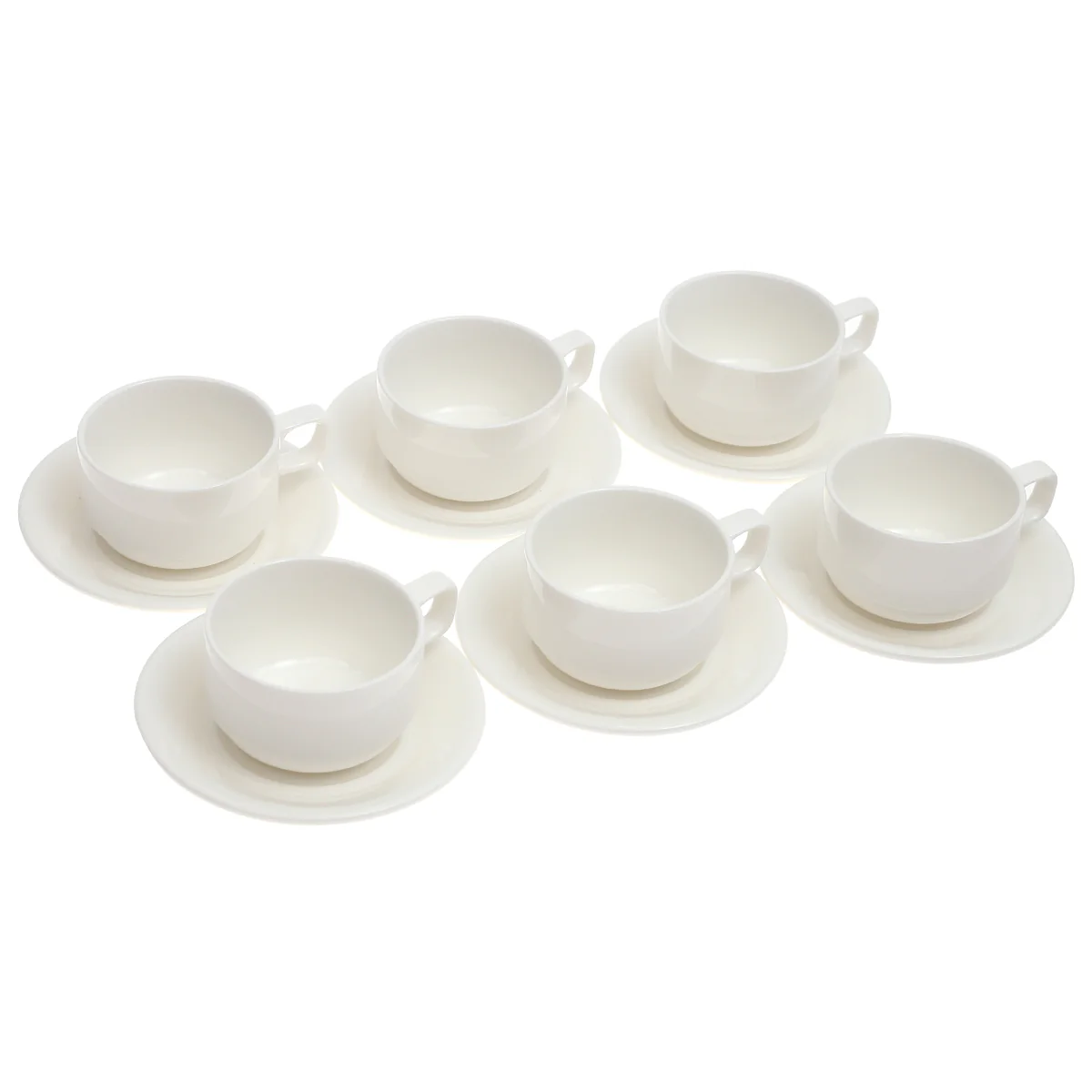 6-Piece Cup & Saucer Set – Elegant White Ceramic - Image 2