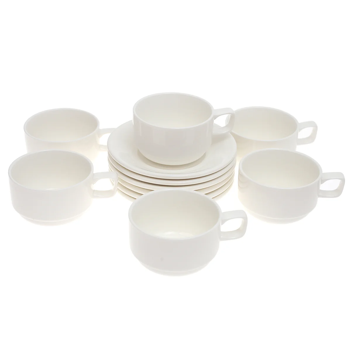 6-Piece Cup & Saucer Set – Elegant White Ceramic - Image 4