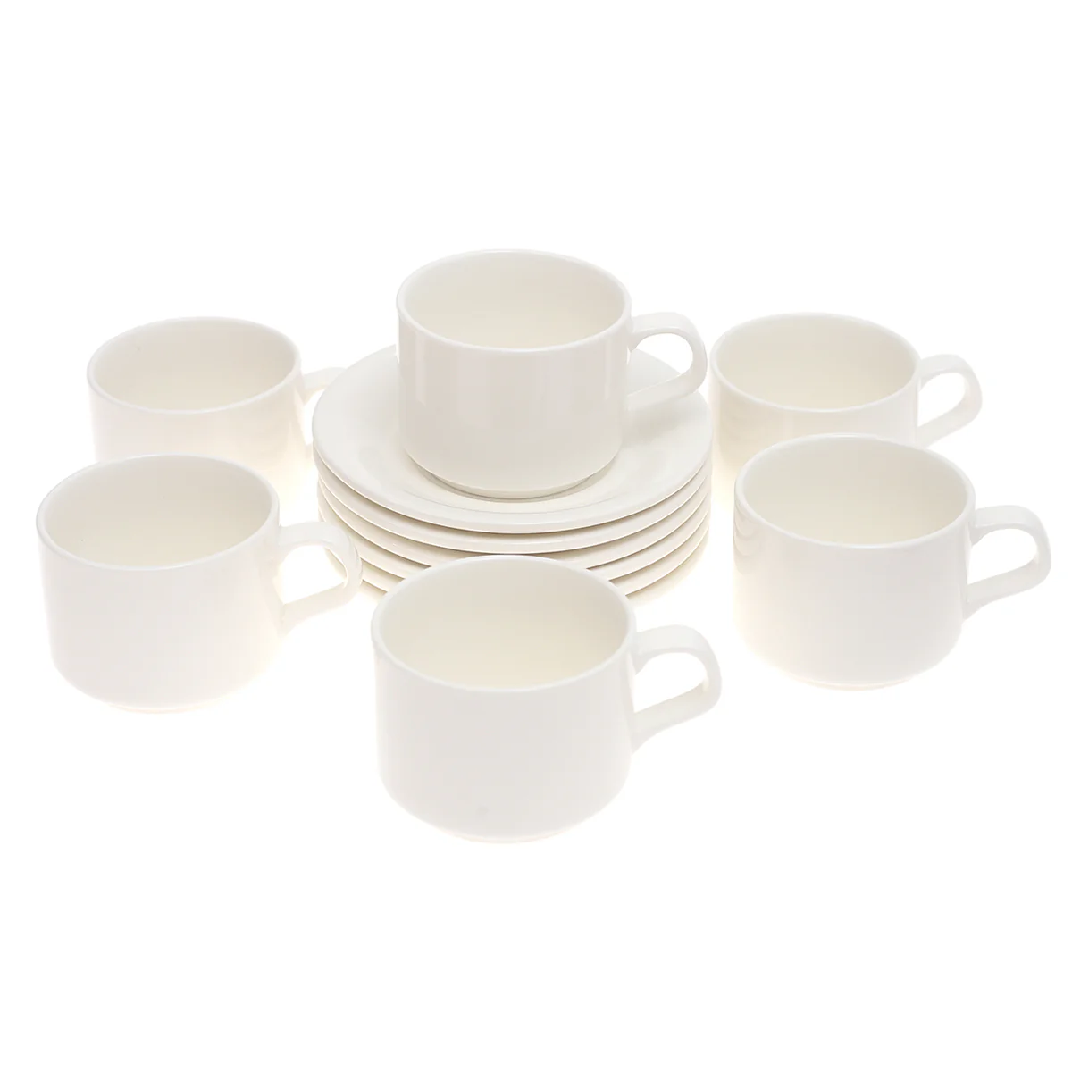 6-Piece Cup & Saucer Set – Elegant White Ceramic - Image 5