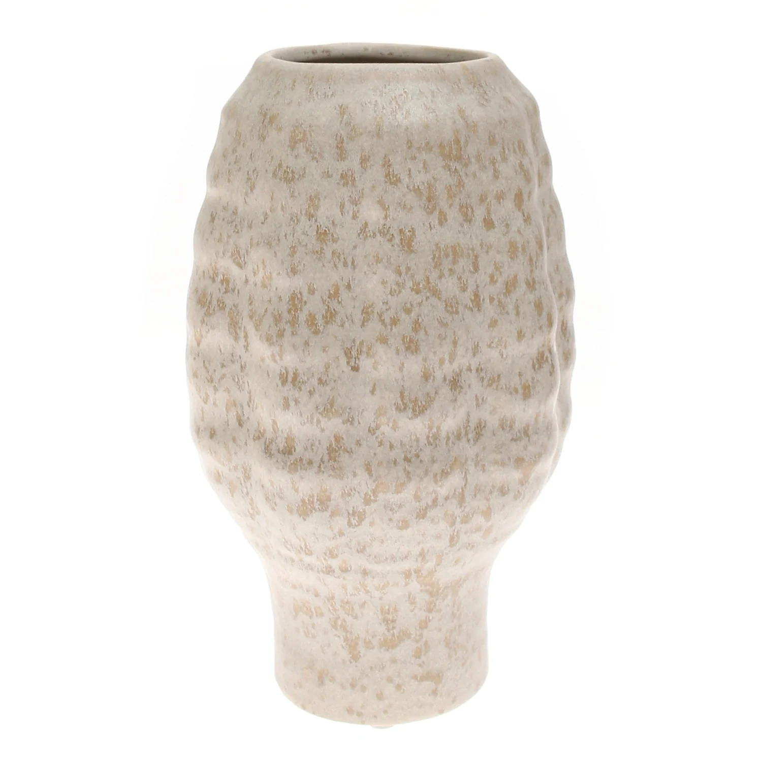 Beige Textured Ceramic Vase - Image 2