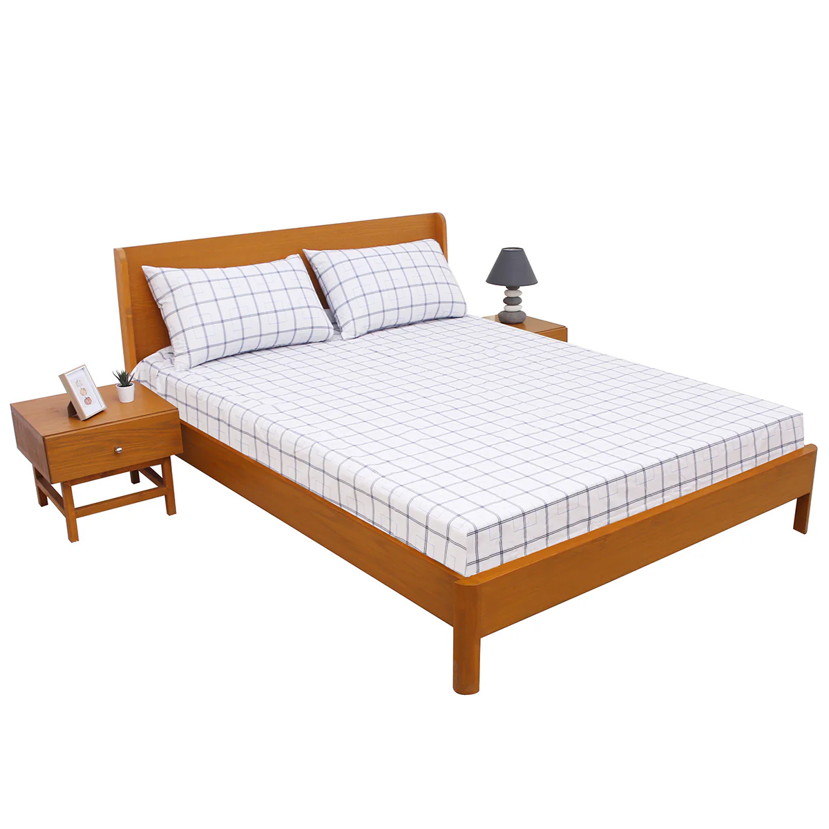 Blue Box Geometric Double Bed Sheet 90x100" - Image 3
