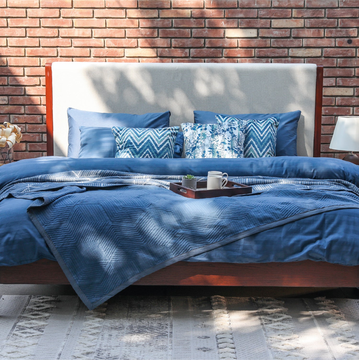 Blue Chev Bedding Set