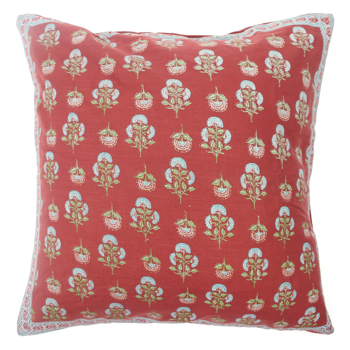 Buy 1 Get 1 Free Shalimar Buta Cushion Cover 18x18 – Traditional Floral Red Cotton Throw Pillow Cover (Copy) - Image 2