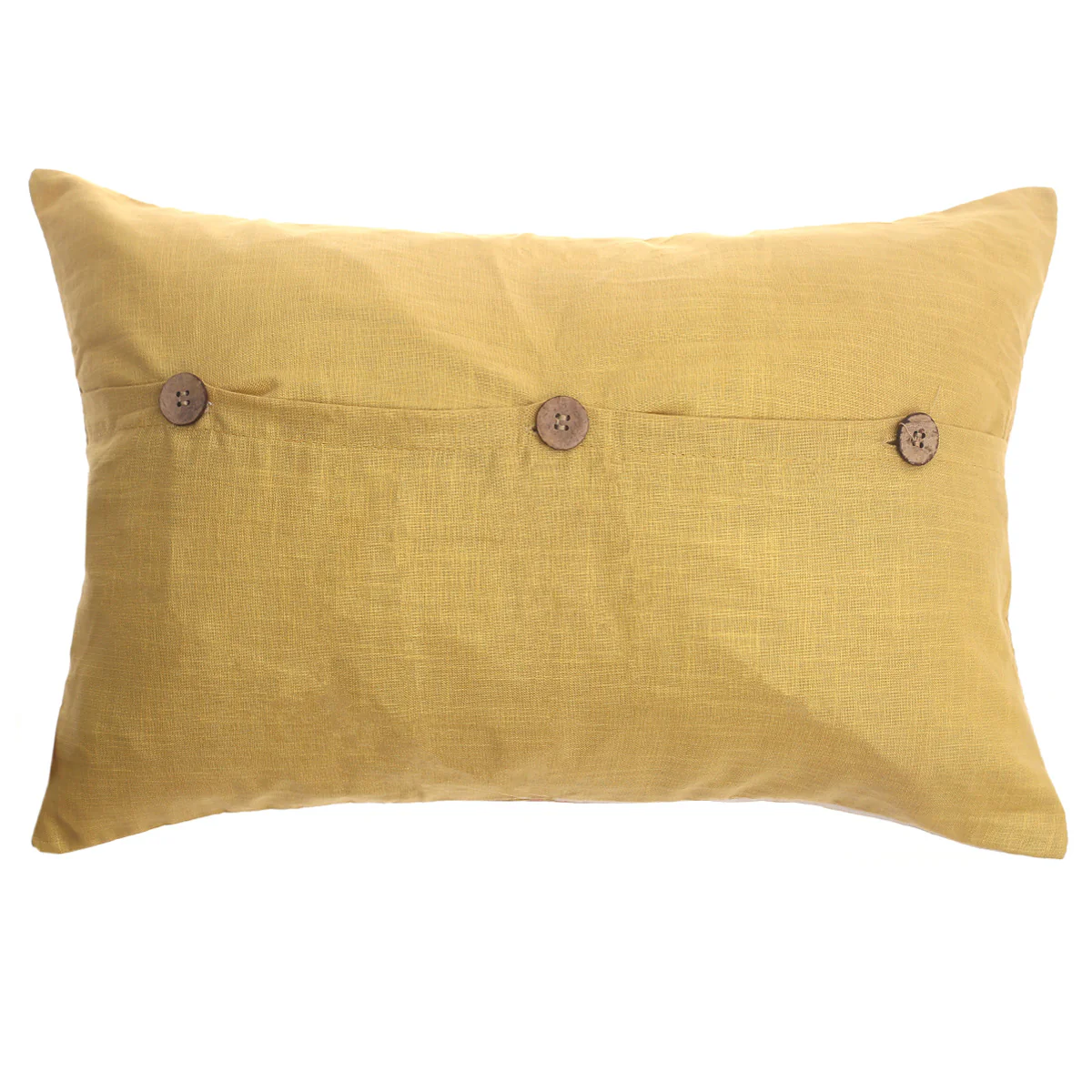 Buy 1 Get 1 Free Zareen Cushion Cover 12x18 – Yellow Floral Block Print Cotton Lumbar Pillow (Copy) - Image 4