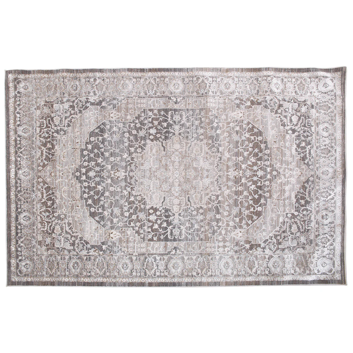 Festival F1 Vintage Medallion Area Rug – Distressed Traditional Beige & Grey 160x230 cm
