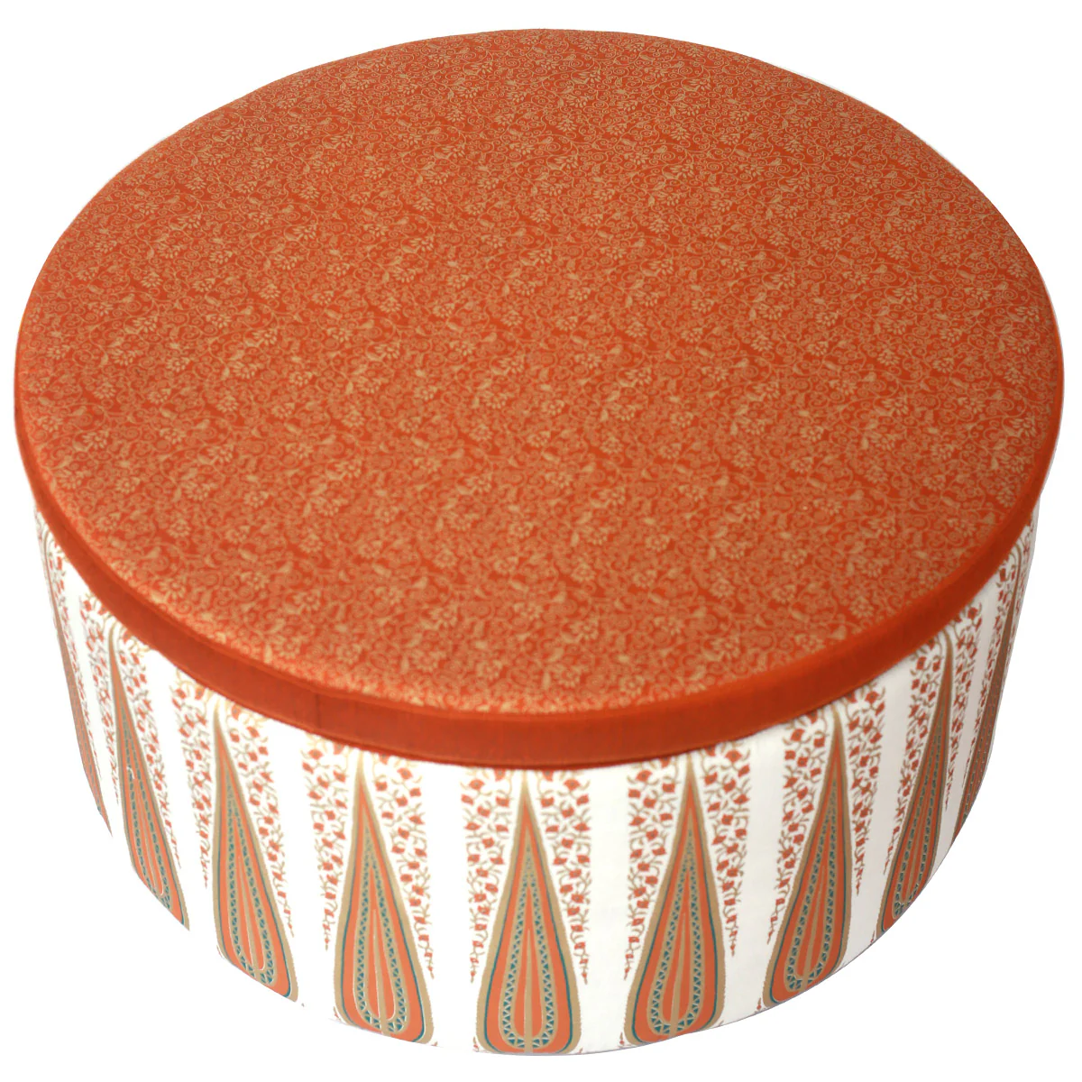 Gold Lines Damask Round Ottoman - Image 4