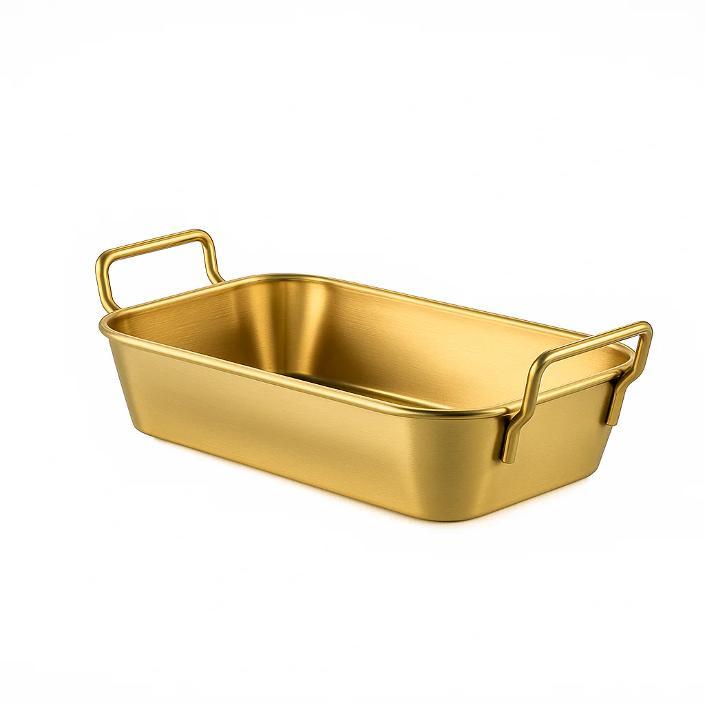 Golden Stainless Steel Serving Basket – 10.5 x 10.5 cm & 16.8 x 10.5 cm | Luxury Gold Finish Snack & Fries Basket - Image 2