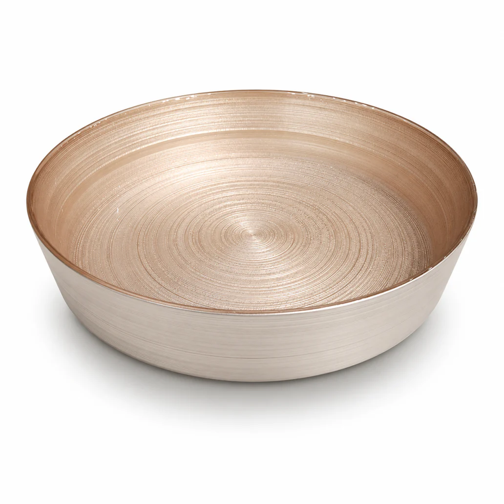 Large Round Golden Deep Plate – Elegant Textured Serving Plate