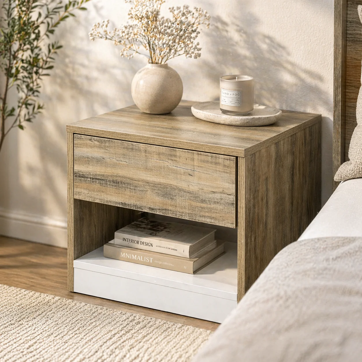 Mike King Size Floor Bed with 2 Side Tables - Image 4