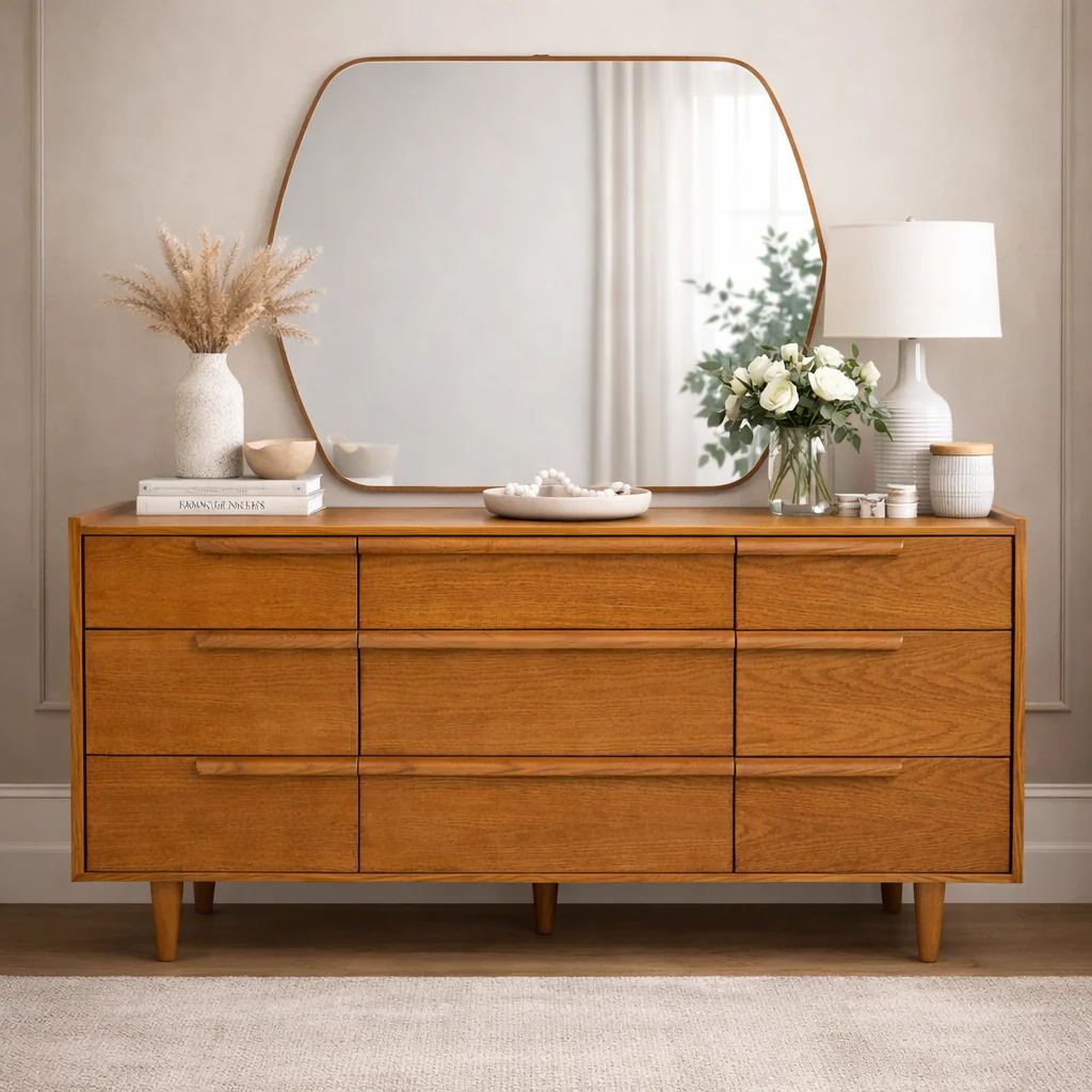 Nora Wooden Dresser with Mirror