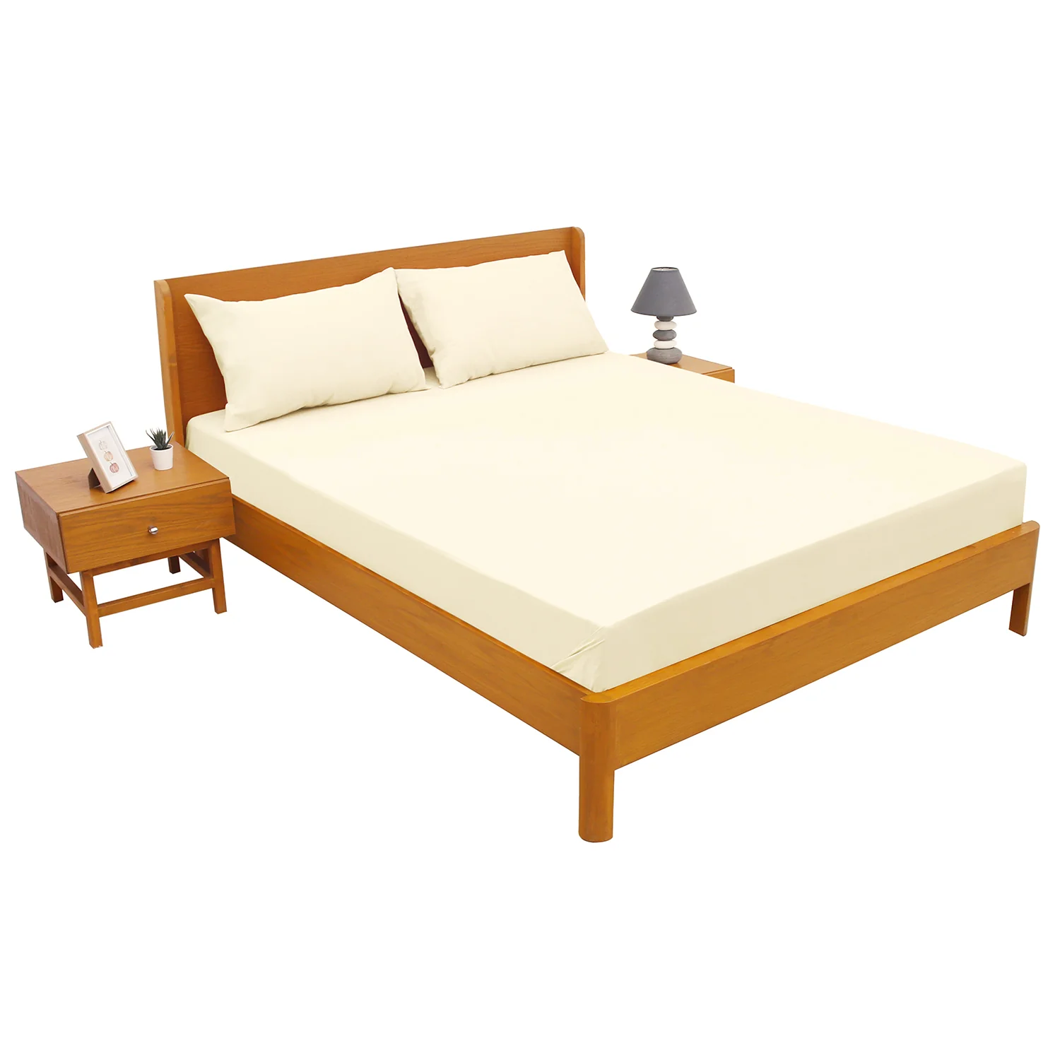 Off-White Dyed Double Bed Sheet 96x102 – Elegant Neutral Solid Bedding - Image 3