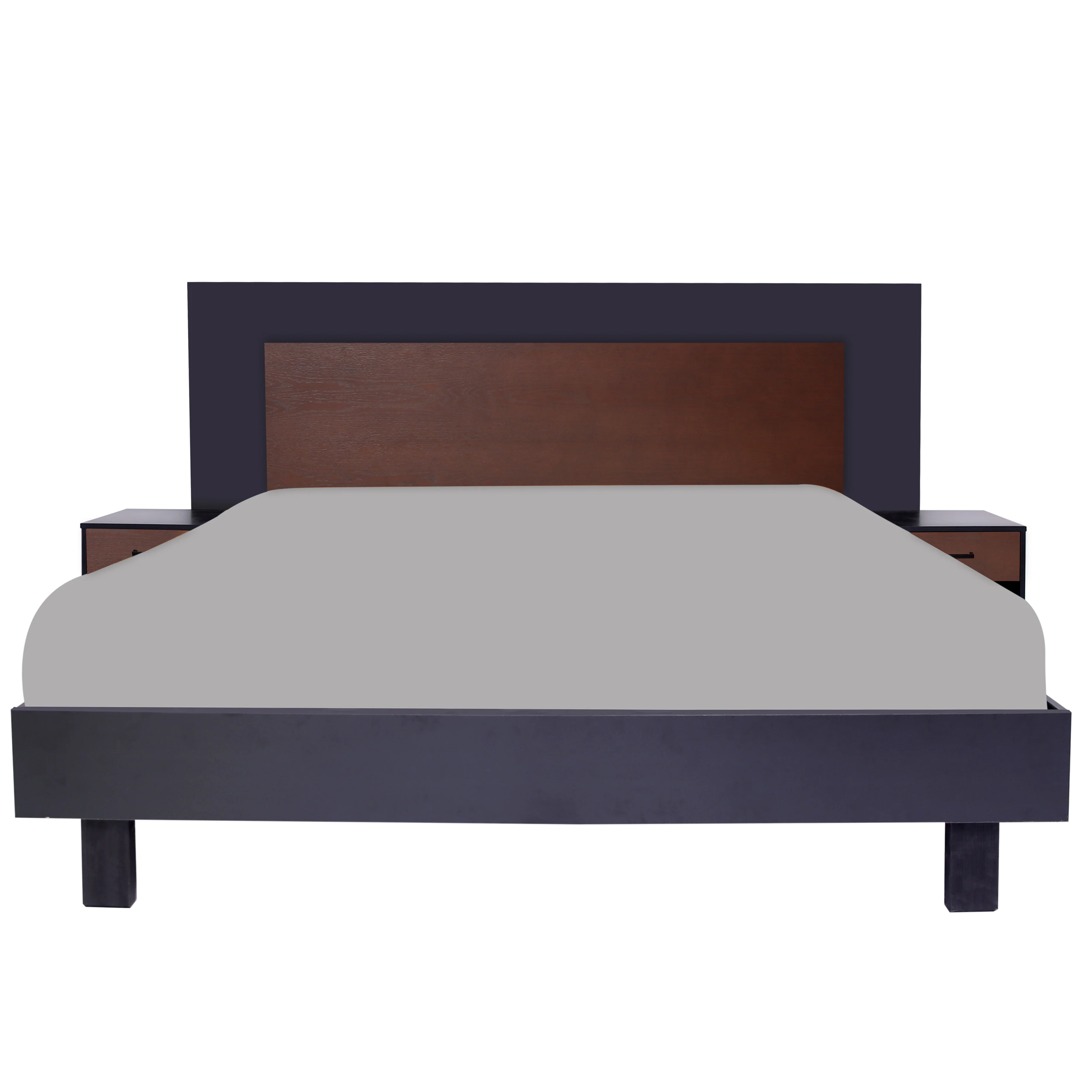 Ozmane Dark Tune King Size Bed with Two Side Tables - Image 2