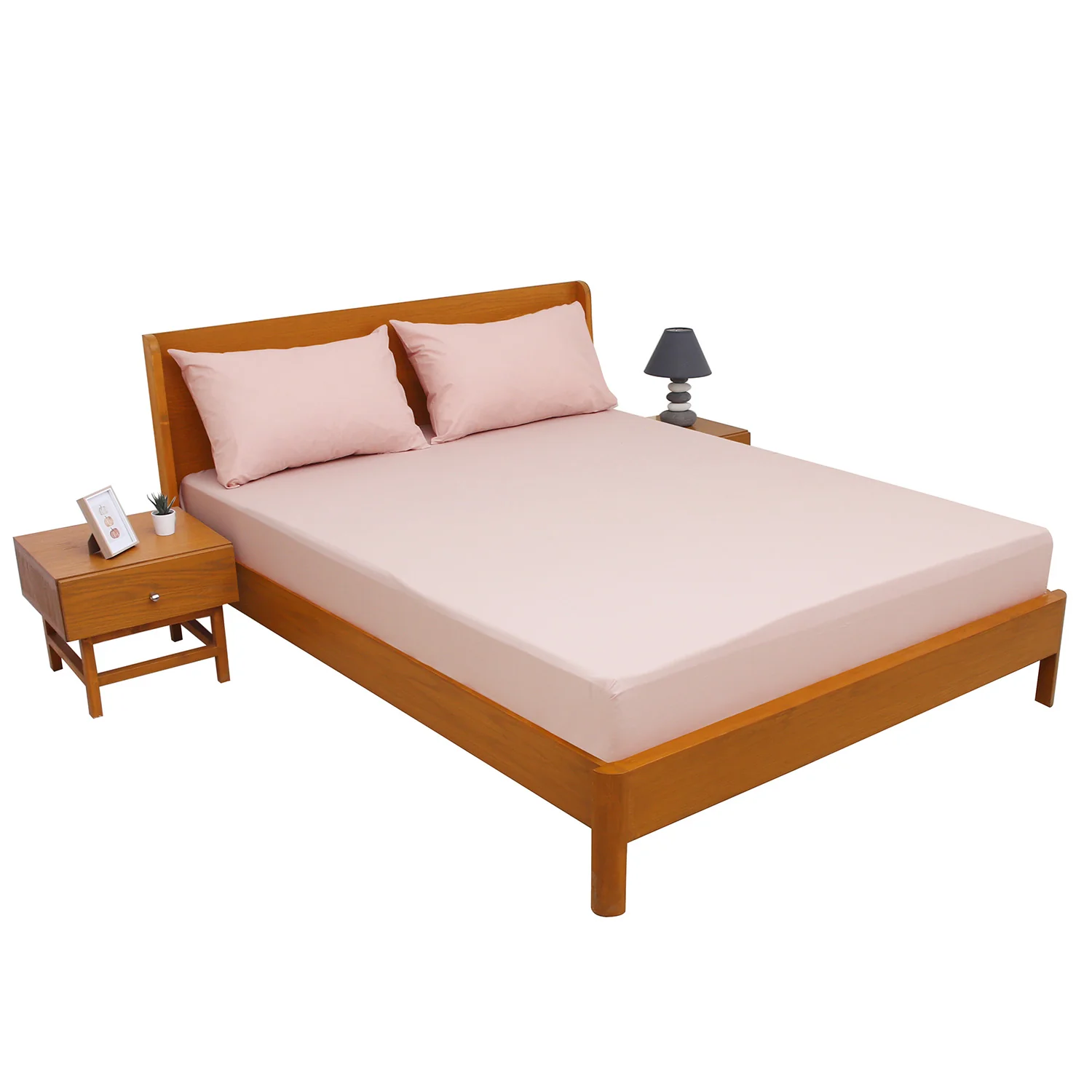 Peach PC Dyed Double Bed Sheet – 96x102" - Image 2