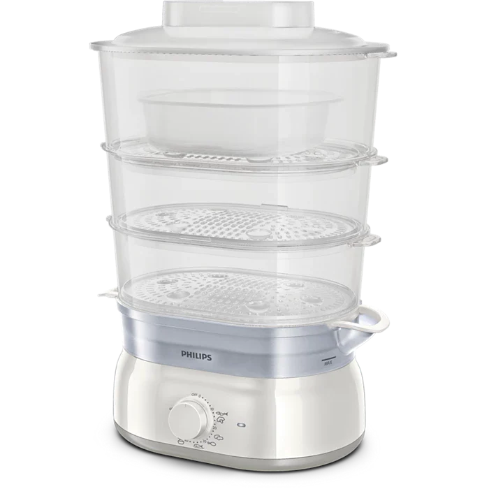 Philips Daily Collection Food Steamer 900W with 3-Tier Baskets, Egg Rack & Rice Bowl (HD9125/90) - Image 3