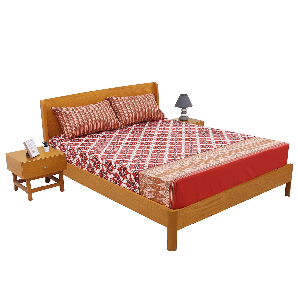 Red Checkered Double Bed Sheet 94x98" - Image 3