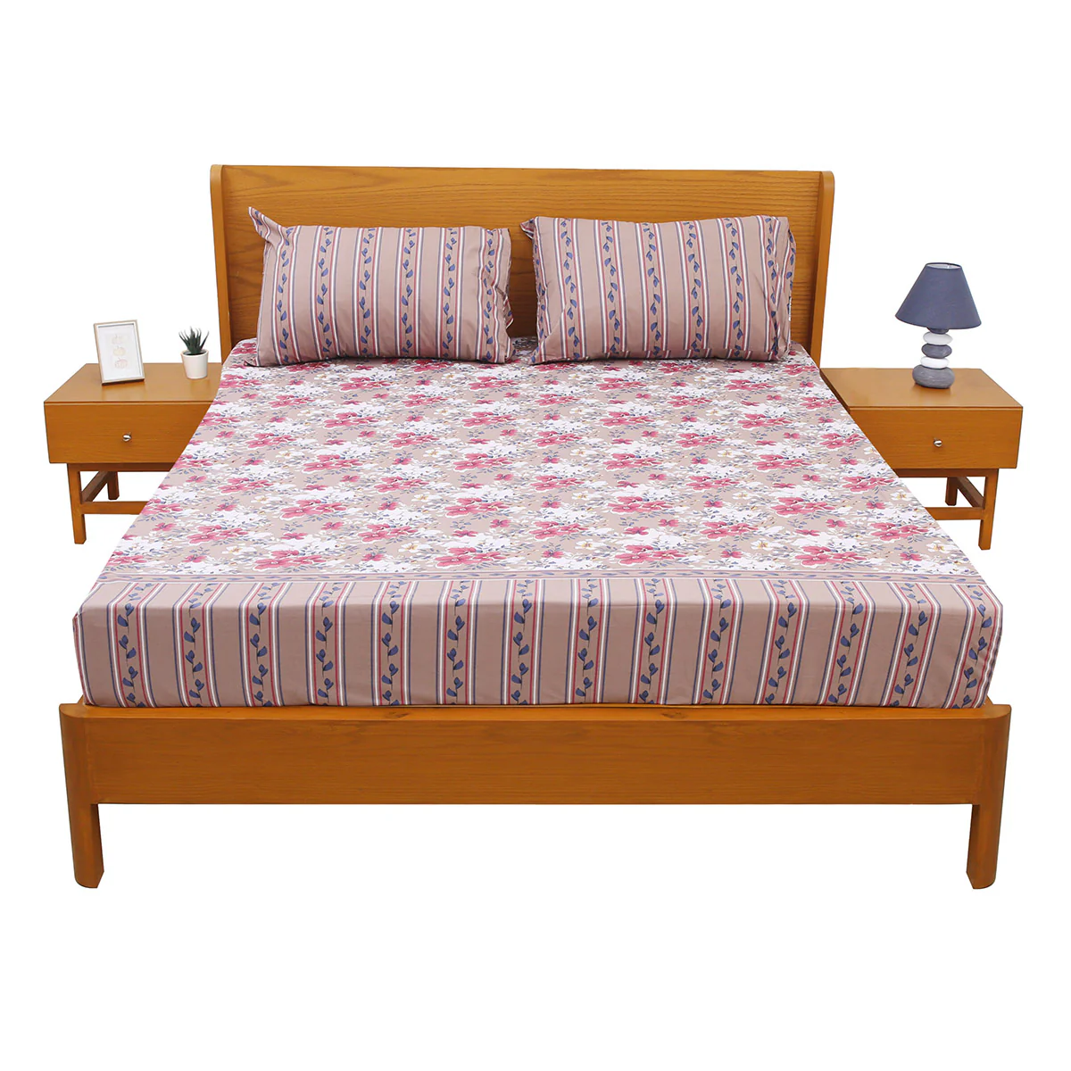 Rustic Floral Double Bed Sheet 94x98" - Image 2