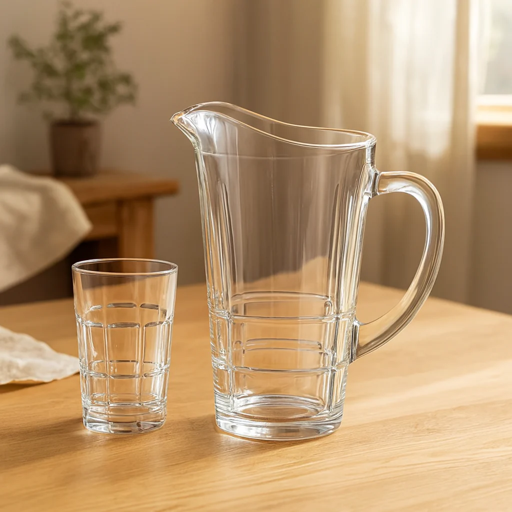 Vertical-Rib Cut Glass Water Set – 7-Piece Set (1.58 L Jug + 278 mL Glasses) - Image 4