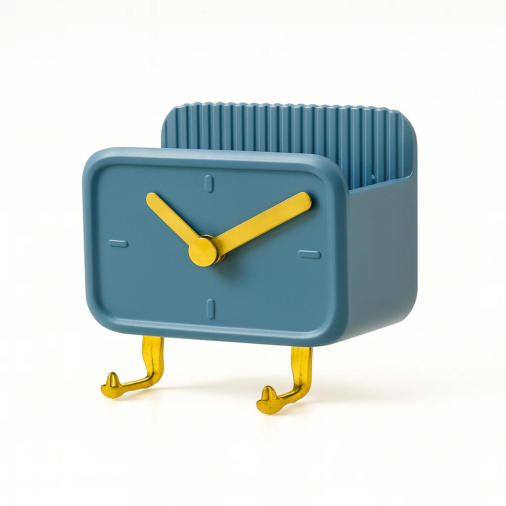 Wall-Mounted Clock with Mobile Holder(Assorted Color) — Space-Saving Decor & Convenient Storage